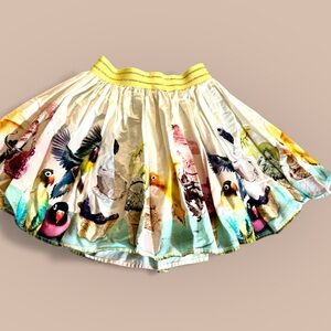 Molo Girls Bird and Ice Cream Skirt Yellow Glitter Waist Size 7/8